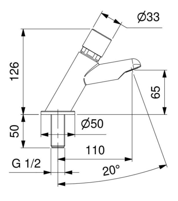 Grifo de lavabo temporizado serie MODERN con mando antibloqueo de botón y premezclador mecánico - Idral
