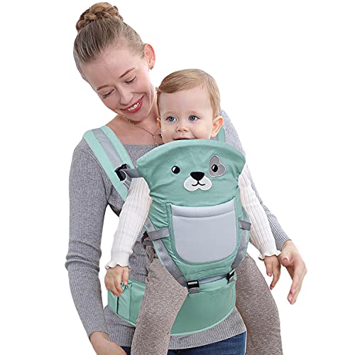 Primabobo Multifunktionelle Babytrage mit 10 Positionen, ergonomischer Hüftgurt verstellbar von 70-118 cm, Bauch- & Rückentrageweise, Anpassbare Schlaufe für Neugeborene, Kleinkinder - max. 24kg Cover