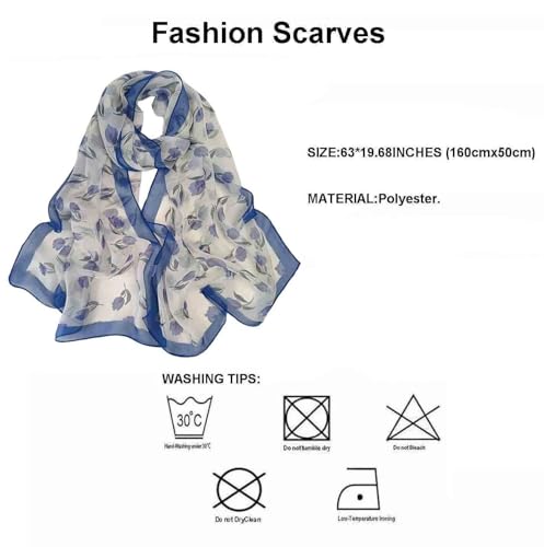 Image of Pokeedioty Scarfs for Women Lightweight Scarves Elegant Floral Pattern Sheer Scarfs Shawls Wraps