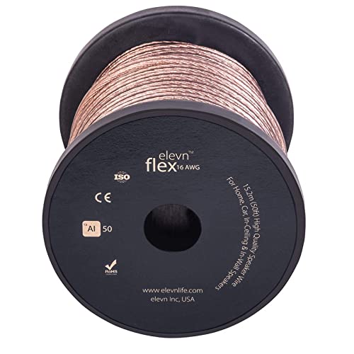 Buy elevn flex Al50 16Gauge Speaker Wire 50 feet, 15.2m, Professional