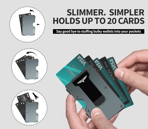 Wallet for Men, Money Clip Wallet with Cash Strap, Slim Card Wallet, RFID Blocking Card Holder, Holds up to 20 cards3
