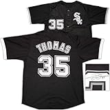 Frank Thomas Autographed Black Baseball Jersey Beckett BAS Witness Stock #233373
