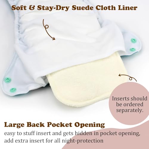 Image of Mama Koala 1.0 Cloth Diapers for Babies, 6 Pack Pocket Shell Only (NO Inserts) - One Size Washable and Reusable Pocket Diapers for Newborns and Toddlers - 160005