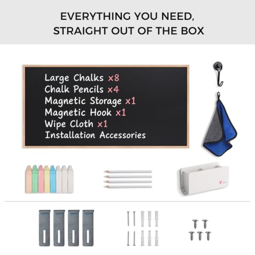 TOWON 96x48 in Large Magnetic Chalkboard, Beech Wood Frame, Wall Mounted by TOWON - Used condition - Image 3