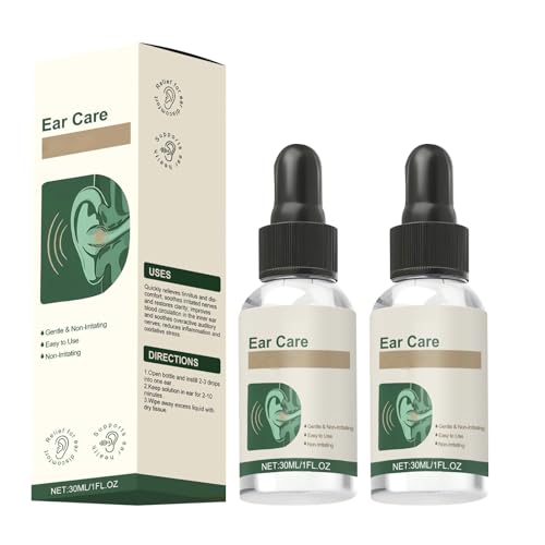 Ear Care Drops Gentle Formula Natural Ingredients Relieve Tinnitus by Unblocking Secretions Easy to Use & Portable for Men & Women for Daily Ear Hygiene(2PCS)
