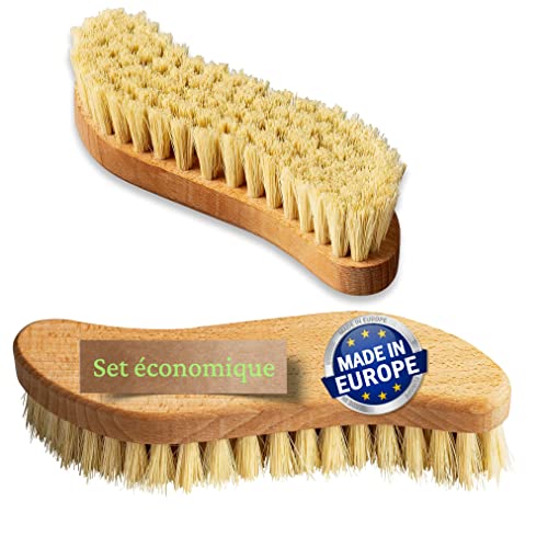Lot de 2 brosses à récurer en bois - Sans plastique pour un nettoyage parfait - Produit naturel en bois de hêtre Cover