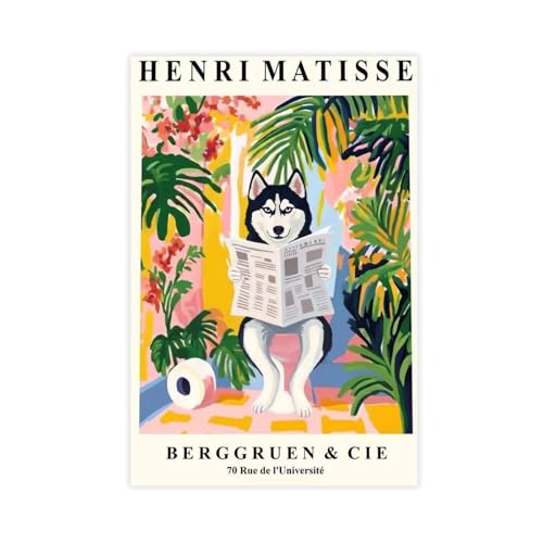 Toile Husky Matisse de 61x91,4 cm, l'art humoristique pour votre décoration intérieure