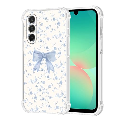 Vulfwela Galaxy A26 5G 6.64�C���`�u���[�{�E�t���[�����P�[�X�A�t���b�V���g�����f�B�Ȃ�̉ԕ��N���A�t�H���P�[�X�A�����p�K�[���Y�p�A���ϖh�~�ϏՌ��t���{�f�B�ی�J�o�[