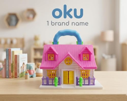 Image of OKU 1 Doll House Play Set for Girls, Mini Toy House with Furniture Accessories, Pretend Play Cottage House Educational Role Play Toy for Kids 3+ Years Birthday Gift