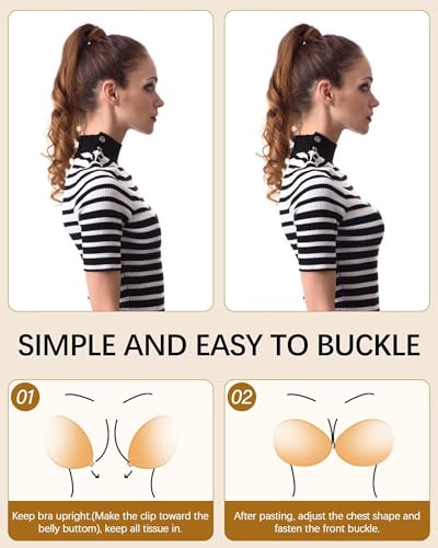 Sticky Bras Push Up - 4 Pairs Adhesive Invisible Silicone Bra Backless Strapless Bra for Women with Nipple Covers4