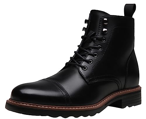 Image of Jousen Leather Boots for Men Dress Retro Classic Design Mens Boots Cap Toe Boot Black Rubber Sole
