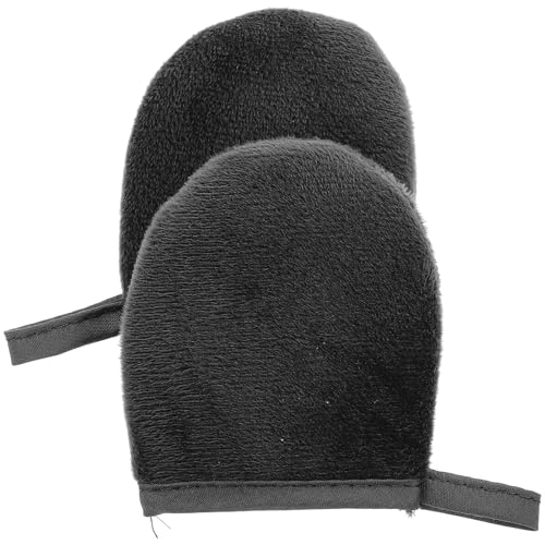 SEWACC Guantes Aplicadores de Felpa para Loción y Aceite Bronceador 2 Unidades Negras Guante Autobronceador para Crema Solar y Masaje Corporal Herramienta Práctica para Cuidado de