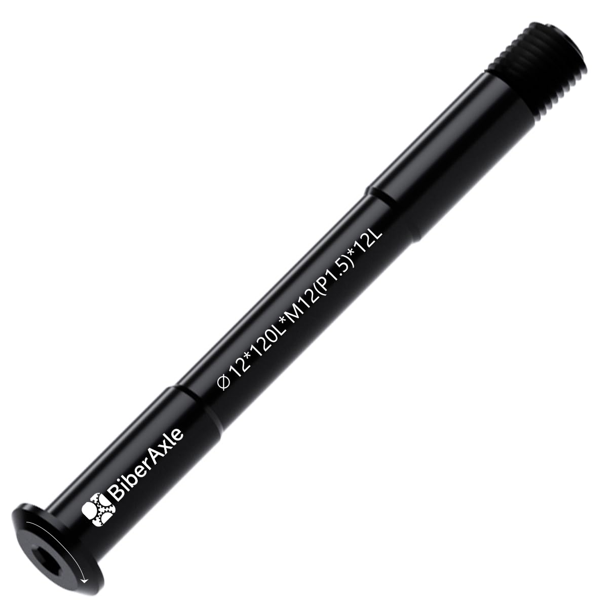 BiberAxle 12 mm Thru Axles for Bicycle Forks and Rear Bicycle Frame, Mountain Bike and Road Bikes, Aluminium Alloy Hub Adapter Axle (Thread Pitch: 1.5 mm/Length: 120 mm)