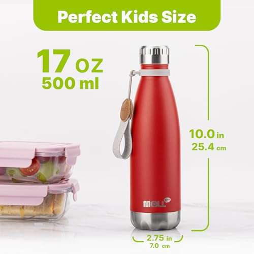 Image of 17 oz Insulated Water Bottle-Stainless Steel Vacuum Sports Thermos,Red