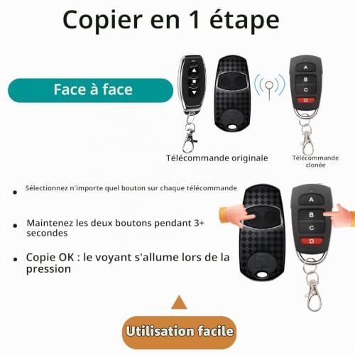 QIACHIP Duplicateur Telecommande Portail Clonage 433 MHz – vue 3