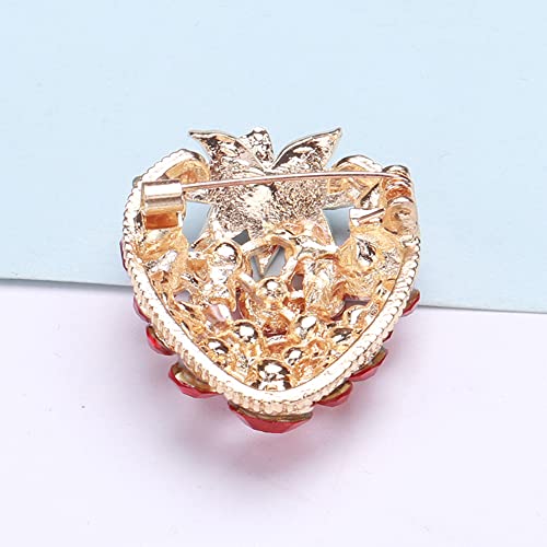 Image of Rhinestone Strawberry Brooch for Women Girls Teen Cute Red Cubic Zirconia Fruit Lapel Pins Elegant Hat Clothes Bag Decoration Accessories Stylish Brooches Pin Breastpin Scarf Shawl Clip Promise Gift Suit Tie Art Deco Anniversary