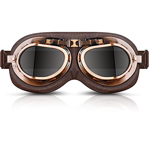 Belinous Vintage Pilot Style Cruiser Scooter Motorcycle Goggles Eyewear For Half Helmet #TOP13