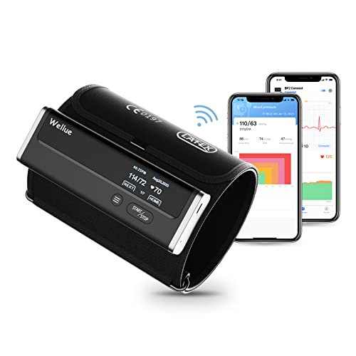 Wellue BP2 Connect - Blutdruckmessgerät mit EKG, Wi-Fi- und Bluetooth-Synchronisierung, Intelligentes WLAN Oberarm Blutdruckmessgerät, EKG Gerät für Zuhause, Echtzeit Messungen