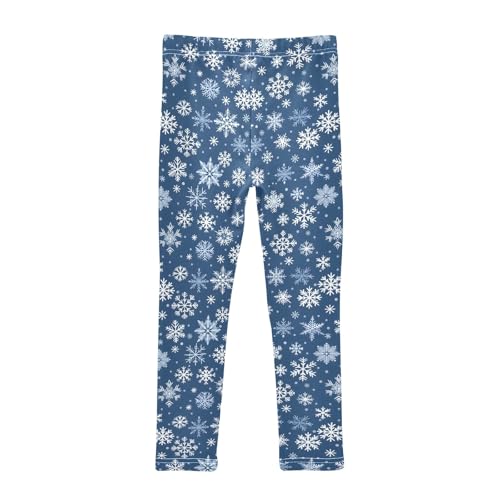 Girls' Athletic Leggings Ankle Length Yoga Dance Pants Kids Teen 4T White Snowflakes2