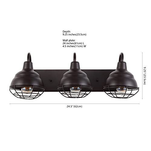 Image of JONATHAN Y Levi 3-Light Vanity 24.5 inch Industrial Metal, Oil Rubbed Bronze