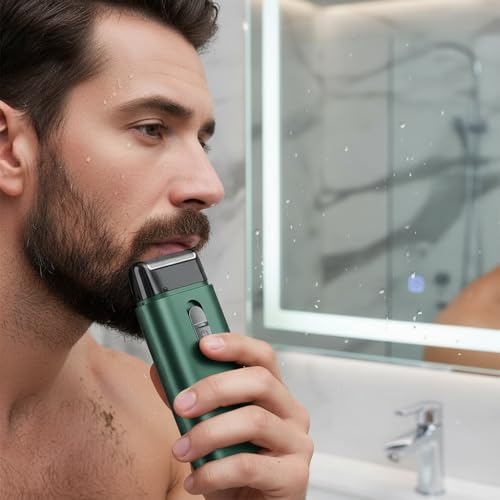 Image of Drumstone 5 𝒀𝒆𝒂𝒓𝒔 𝑾𝒂𝒓𝒓𝒂𝒏𝒕𝒚Portable Electric Beard Trimmer for Men with USB Charging, Ultra-Thin Cordless Foil Razor & Precision Grooming Shaver in Green Design
