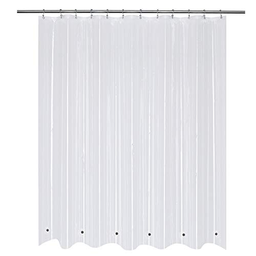 Image of Mrs Awesome 72x68 Shorter Shower Curtain Liner with 6 Magnets Clear PEVA Waterproof Plastic Shower Curtain 72 x 68 inches, Clear