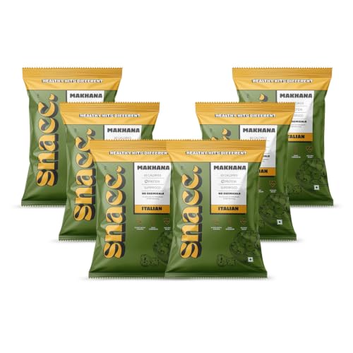 Image of Snacc Roasted Makhana | Superfood Snack | No Preservatives | Real Dehydrated Veggies| (Italian, 18g x 6 (108g))