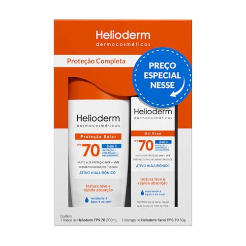 Kit Helioderm Protetor Solar Corporal FPS70 200ml + Protetor Solar Facial FPS70 50g