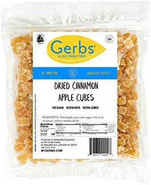 GERBS Dried Cinnamon Sugar Apple Cubes 2 LBS. | Freshly Dehydrated Resealable Bulk Bag | Top Food Allergy Free | Sulfur Dioxide Free |Great with yogurt, cottage cheese, oatmeal | Gluten & Peanut Free