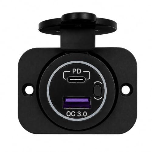 Puerto USB-A QC 3.0 empotrable de 12V y 24V para barcos y coches