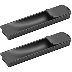 PhIree 2 Tiradores de Puerta Corredera Empotrados, Tiradores de Armario Empotrados Cuadrados, Tiradores de Cajón de Aleación de Zinc con Tornillos, Palancas de Puerta de Muebles (Negro)/Gray