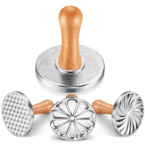 Oppein Cookie Stamps Set Of 3, Metal Christmas Cookies Press Cutter Mold With Wooden Handle, Cookie Decorating Supplies For Diy Baking, Cake, Pastry,Christmas