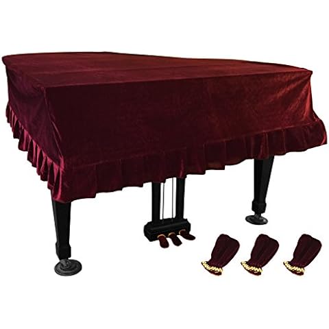 NKTM Pleuche Grand Piano Cover Bordered Dust Protective Cover Cloth 65 x 59 x 20 in Cover