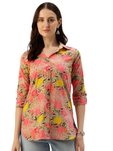 Image of feranoid Classic Collared Cotton Shirt with 3 /4 Sleeve for a Timeless Casual Look