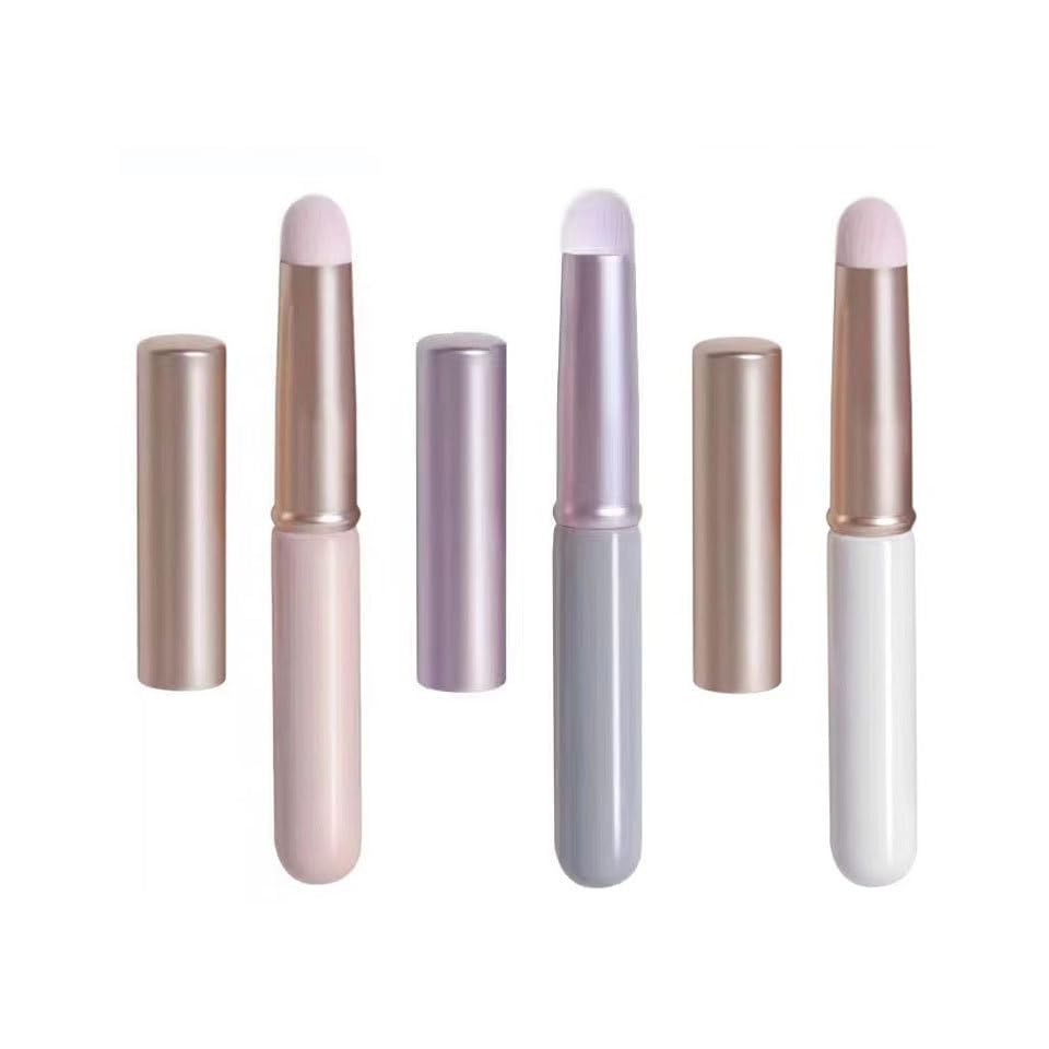 Namzi 3 Pack Lip Blending Brush with Lid, Round Head Lipstick Smudge Brush Spot Concealer Brush Professional Lip Gloss Applicators for Lipstick Gloss Creams