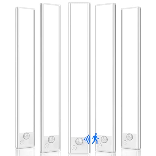 Image of 5-Pack 14 inch Under Cabinet Lighting, Upgraded 3200mAh Rechargeable Under Cabinet Lights Wireless, LED Motion Sensor Light Indoor Closet Lights Under-Counter Light Fixtures for Kitchen, Hallway, Pantry