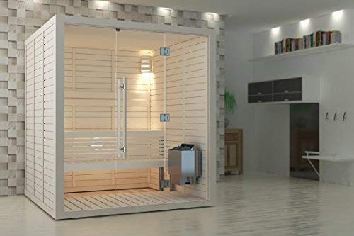 SAWO Nordex 2017 8,0 kW Calefactor eléctrica para sauna; con mandos de funcionamiento incorporados (NB modelo); Multi-Voltaje: ya sea monofásico 230V o trifásico 400V; Carcasa de acero inoxidable
