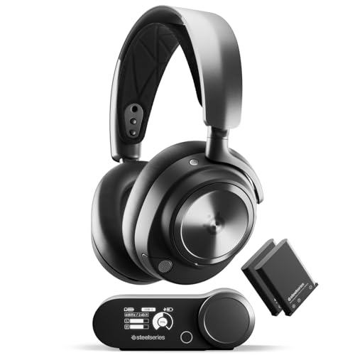 SteelSeries Arctis Nova Pro Wireless - Cascos Gaming Inalámbricos Multisistema (PC, PS, Móvil) - Premium Drivers - Controlador neodimio - Cancelación de Ruido - ClearCast Gen 2 - Negro