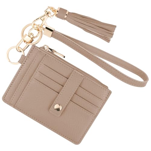 Image of KNGITRYI Small Wristlet Wallets for Women RFID Credit Card Holder Wallet Keychain Wristlet Wallet Credit Card Wallets for Women (Khaki)