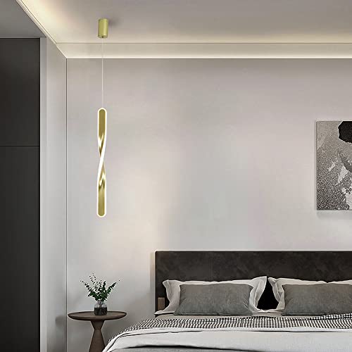 Chandelier scandinave LED or avec suspension réglable en aluminium pour îlot de cuisine