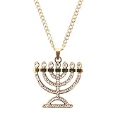 PartyKindom Collar Colgante para Mujer Menorá de 7 Brazos Acero Inoxidable Dorado Joyas Cuello Uso Diario Ocasiones Obsequios