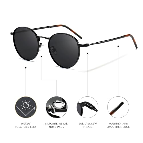 SUNGAIT Ponderable Metal Round Sunglasses for Men Women Classic Vintage Polarized Circle Sun Glasses3