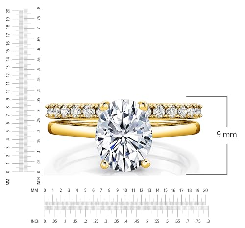 2.5 Carat Oval Under Halo Moissanite Bridal Set Engagement Wedding Ring in 18K Yellow Gold over Silver4
