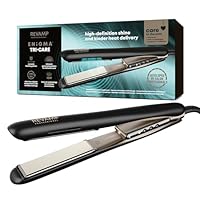 REVAMP Enigma Tri Care Infrared Hair Straighteners - Ceramic-Infared Plates with Ionic Technology & Progloss Oils for Smooth, Shiny, Anti Frizz, Kind Hair Styling - Waves, Curls and Straightens