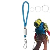 Llavero de mosquetón con correa | Cordón de silbatos de paracaídas resistente, mosquetón de cuerda de paracaídas con 3 llaveros, gancho de cuerda para hombres y mujeres al aire libre, azul celeste