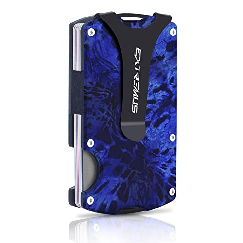 Extremus Tactical Minimalist Wallet, Money Clip, RFID Blocking Technology Card Holder Wallet, Stainless Steel and Aluminum Construction, Holds 15 Cards Plus Cash, Ultra-Thin Design, PRYM1 COLORS