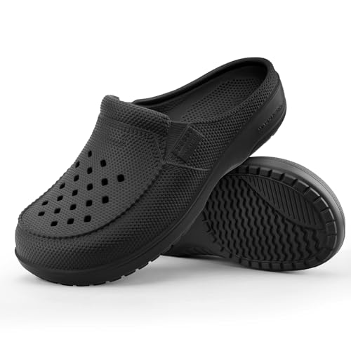 Image of Mens Clogs with Arch Support, Comfortable Clogs for Men with Cushion Footbed, Orthopedic Slip On Unisex Slippers for Plantar Fasciitis, EVA Ligthweight Garden Shoes with Anti-Skid Outsole (Black, 11)
