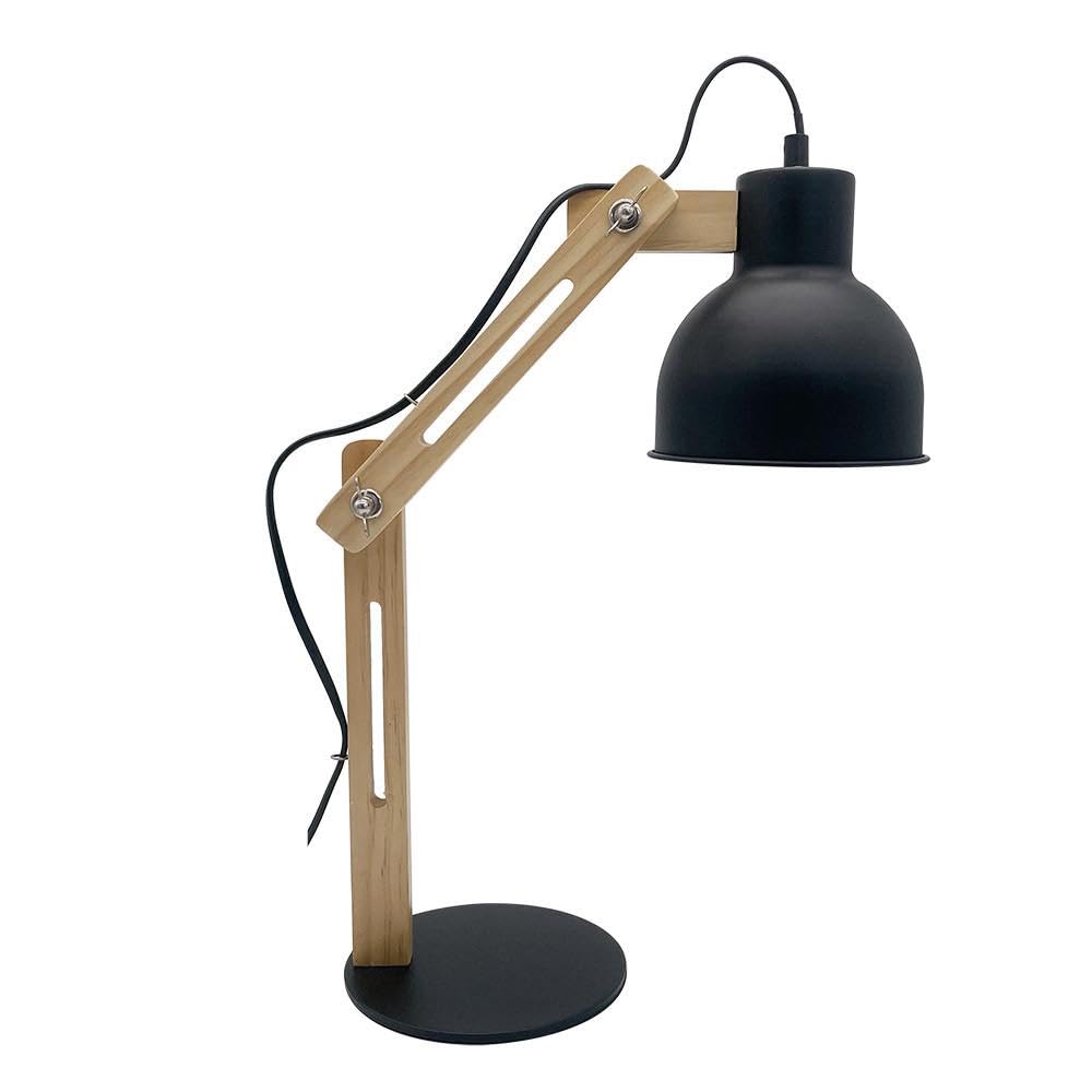Levitantes Flexo articulable E27 negro y haya, 46x14x35 cm; ideal para decoración y iluminación en escritorios y espacios de trabajo.