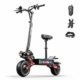Adult Electric Scooter, 6000w Motor 60v33ah Battery 50mph 60 Miles Max Range 11-Inch City Road Tires Full Suspension Hydraulic Disc Brakes Commuter Electric Scooter with Steering Damper