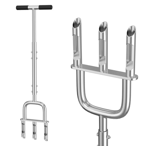 Bindokun Aerifizierer für Rasen, 2-in-1 Rasenspecht mit 3 Hohlspoo, Edelstahl T-Griff-Rasenlüfter für verdichtete Böden, Rasenpflege(100cm)
